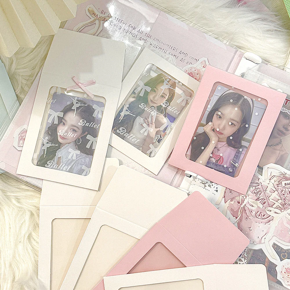 10pcs Ins Cream Color Transparent Window Card Holder Korean Idol 3 Inch Photo Card Protective Bag Girl Envelope Card Sleeve