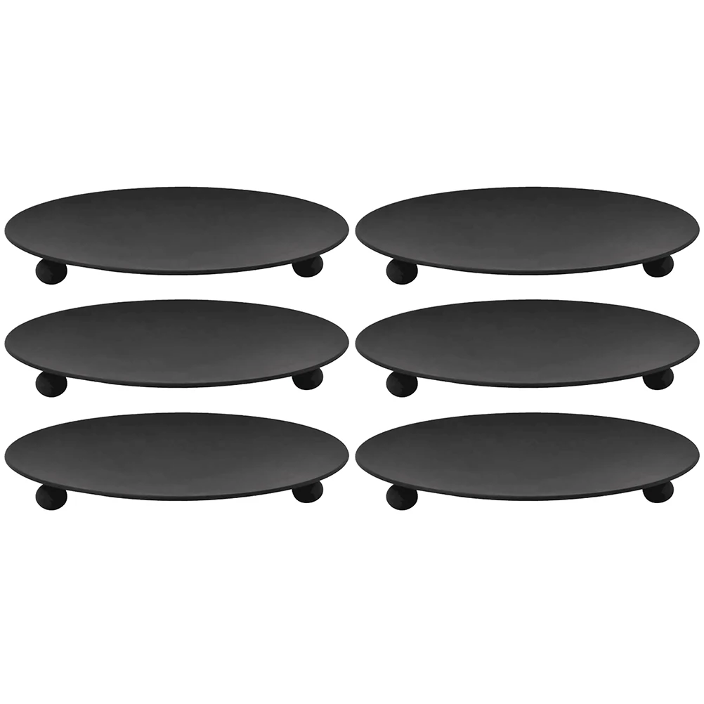 

6pcs Iron C Holder Metal Plate Black Centerpiece Tray Simple Decorative Romantic Wedding Party Supplies
