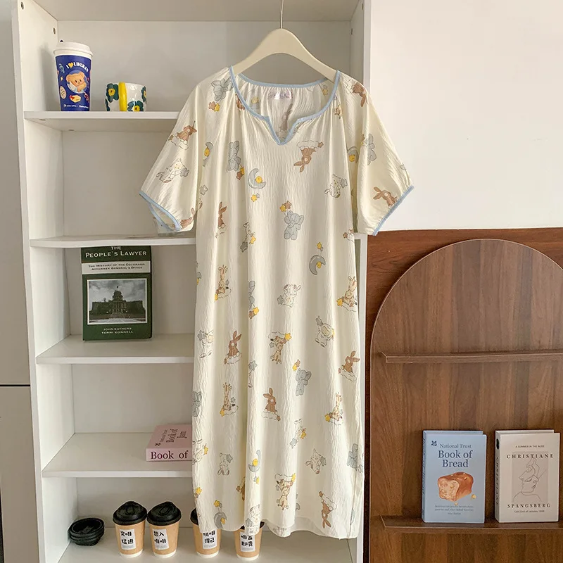 Nachthemd Damen Pyjamas Frauen Nachtwäsche Schlafanzug Damenunterwäsche Nachtschlaf Sommer Pyjamas Schlafshirt Damenkleid – Detail 11