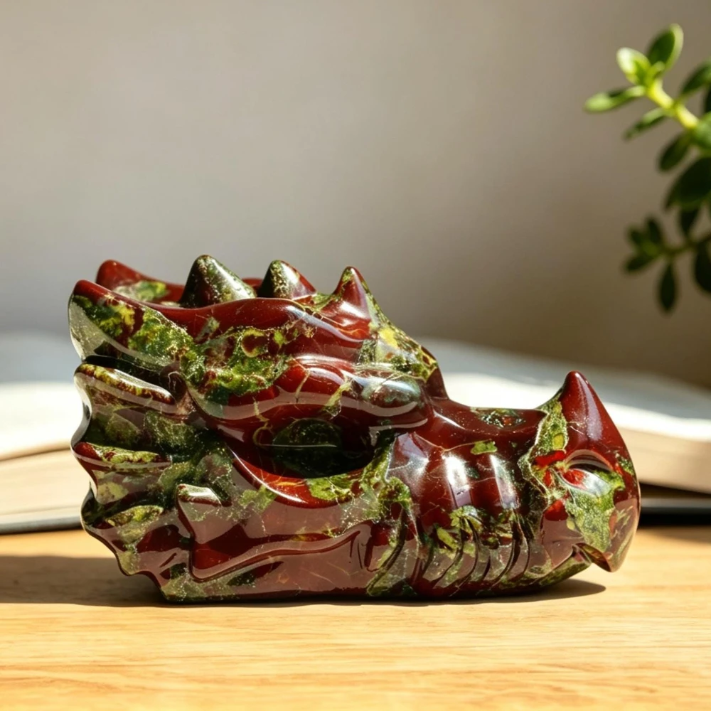 Natural Crystal Dragon Skull Carving, Crystal Stone Ornament, Home Decor, Mineral Specimen, Holiday Gifts, Crystal Collection