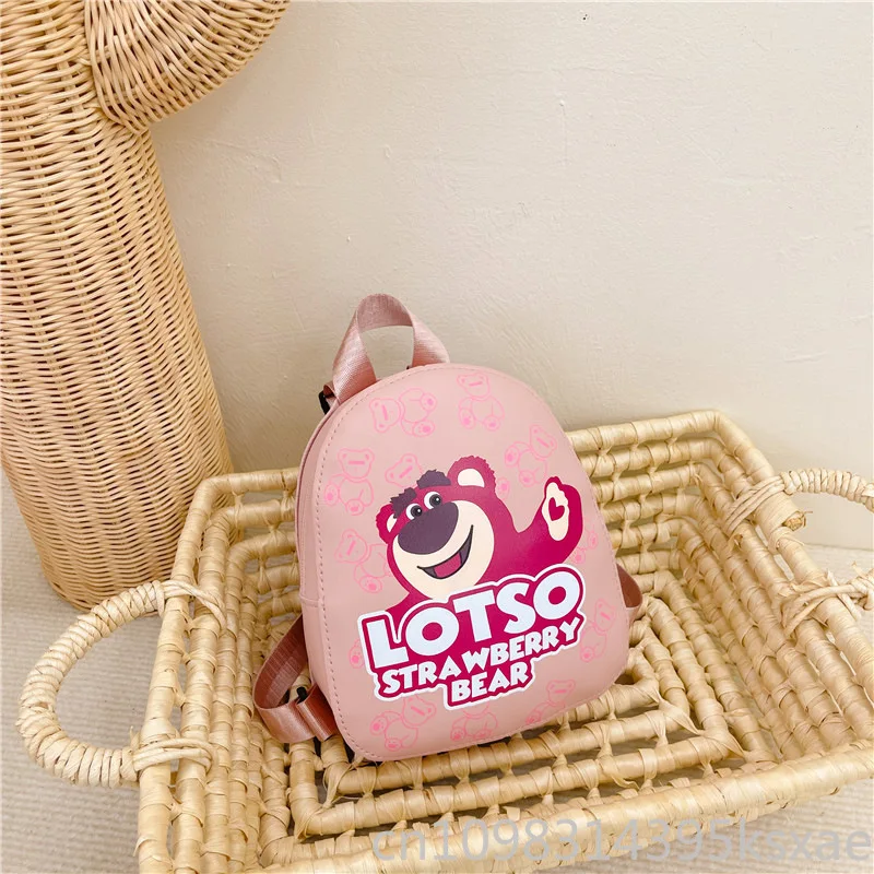 Disney Kids Backpack Girls Lightweight Cartoon School Bag Large Capacity Pink Travel Daypack Lotso Minnie Print