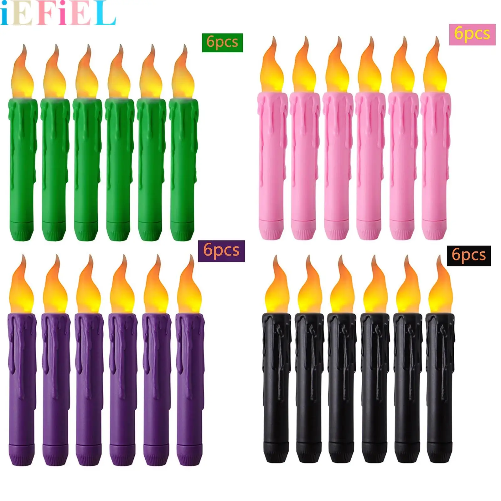 6 قطع شموع LED ديكور شموع عديمة اللهب تعمل بالبطارية لدعائم حفلات مهرجان الموسيقى ديكور المنزل