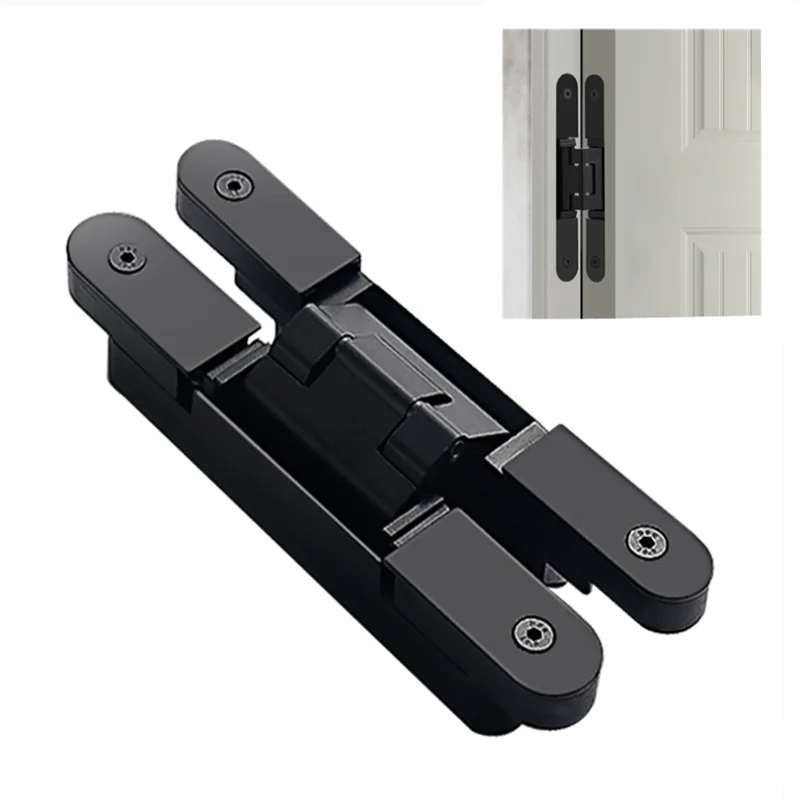 

MIN 25mm Thickness Narrow frame 40Kg Matt Black Three Adjustable Concealed Door Hinge Casement Gate Wooden Door Hidden Hinge