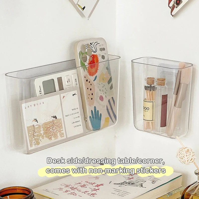 Transparent Remote Control Holder Storage Box Wall-mounted Bedside Racks Cosmetic Organizer