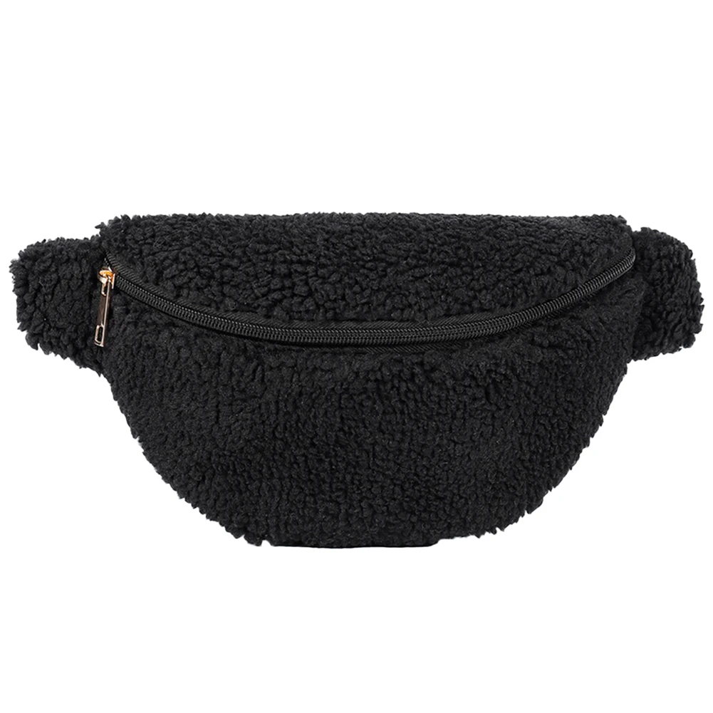 Unisex Furry Fanny Pack Zipper Closure Fuzzy Crossbody Bag Fashion Multifunctional Foldable Lightweight Autumn Winter Daily Bag