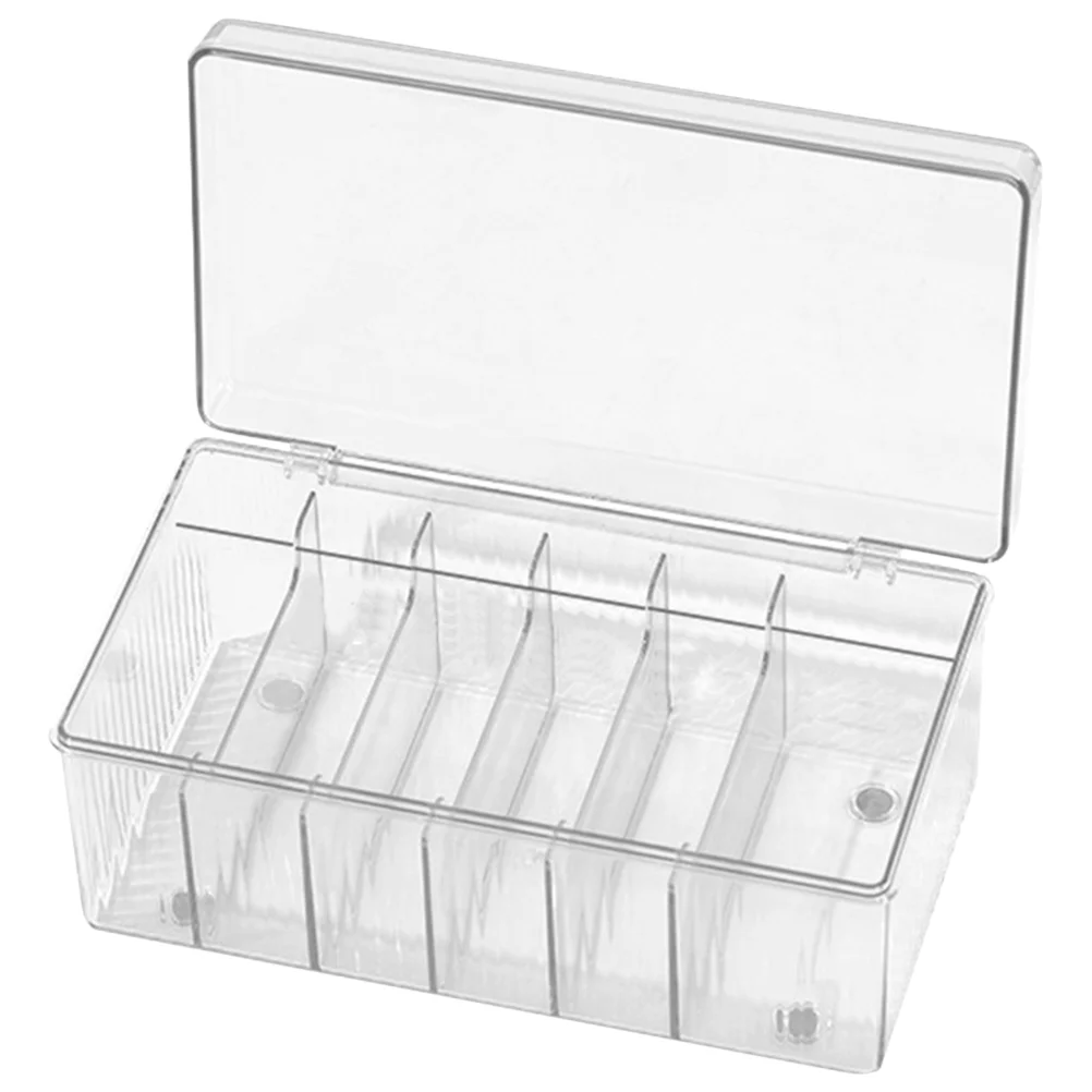 

Eyelash Extension Storage Box with Lid Desktop (striped Lid) Cosmetics Holder for Makeup Tools