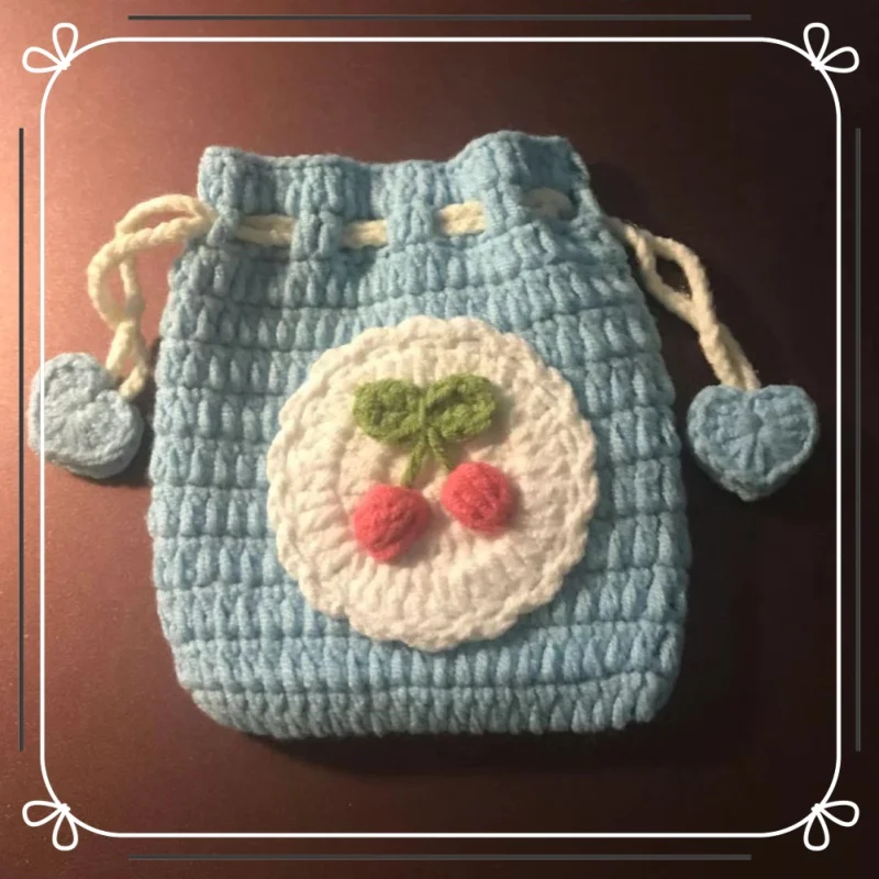 Sac à cartes tissé à la main exquis et esprit, sac de rangement Bluetooth, sac à monnaie, sac à clés, sac à écouteurs mignon pour fille