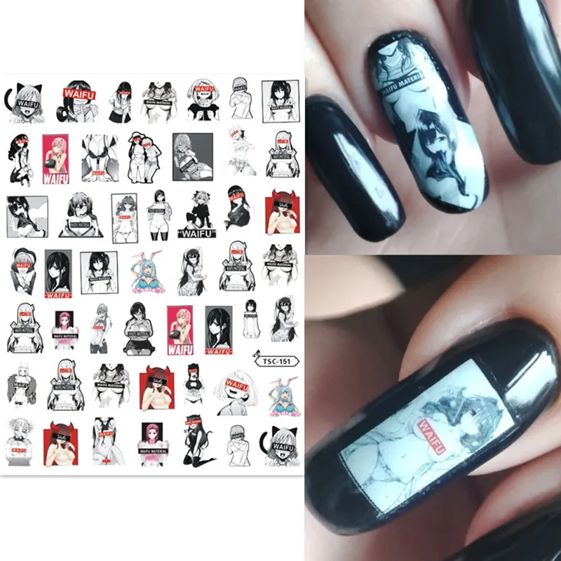 Anime Waifu Design Decal Slider  3D Self Adhesive  DIY Decorations for Nail Sticker TSC 151 154 180