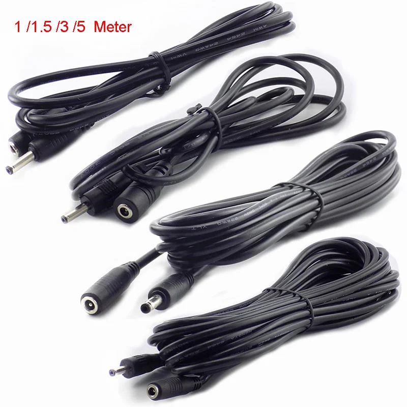 Cable de extensión de CC de 1M, 1,5 M, 3M, 5M, 3,5mm x 1,35mm, enchufe hembra a macho para adaptador de corriente de 5V 2A, tira LED para cámara CCTV doméstica