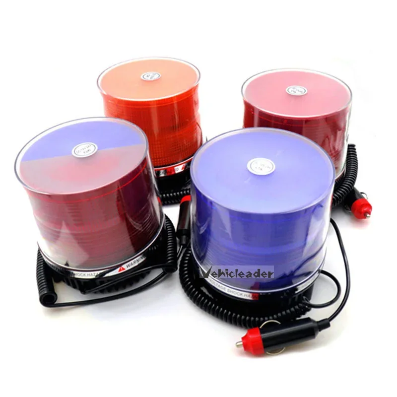 12V/24V Car Emergency Flash Strobe Lamp LED Amber Red Blue Round Magnet Ceiling Box Rotating Traffic Safety Warning Lights