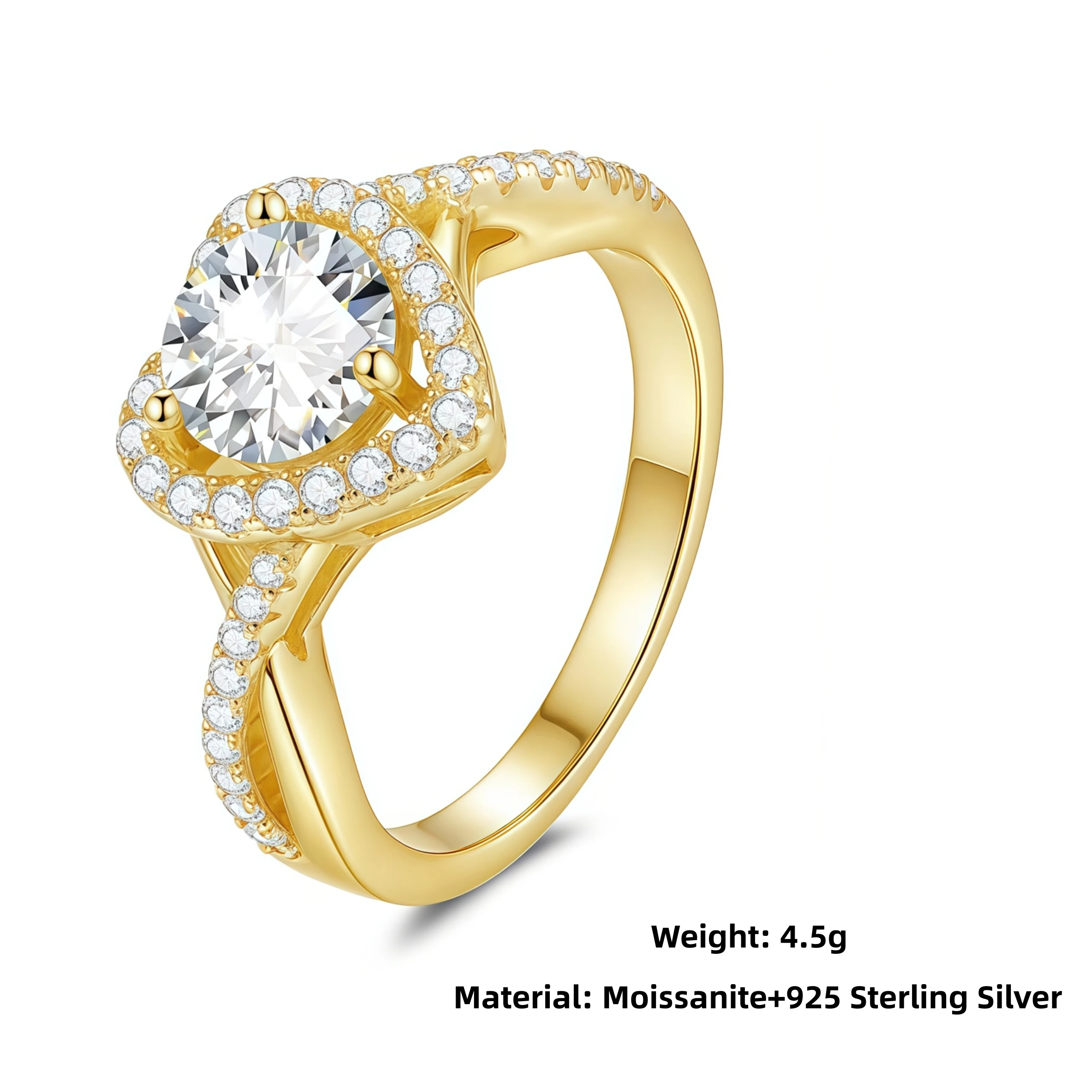 Veeie Veein Luxury Brand S925 Sterling Silver Ring Niche Ring GRA Certificate Moissanite Heart-Shaped Ring Accessory