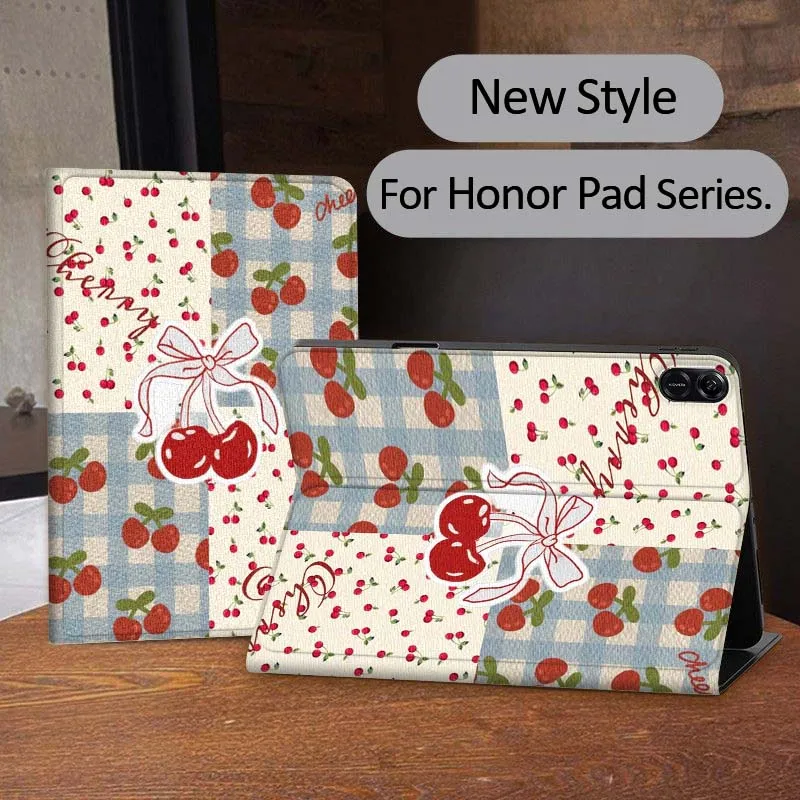 

Art Cherry Bowknot Pattern Case For Honor Magic Pad 6 7 X8 V6 V7 Pro V8 X9 8 V8 9 13 X8a 2 V9 GT X9a X9 GT2 13.3 Inch Tablet