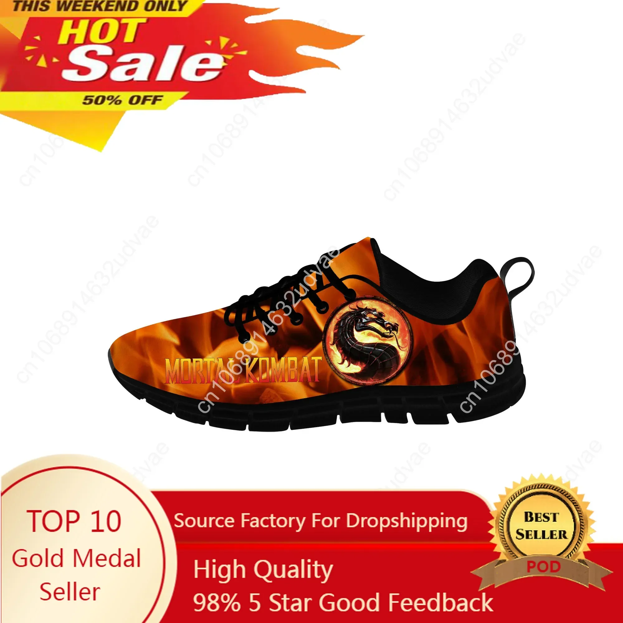 Mortal Kombat Sneakers Mens Womens Teenager Casual 3D Print Cloth Shoes Canvas Running Shoes Breathable Lightweight Shoe Black