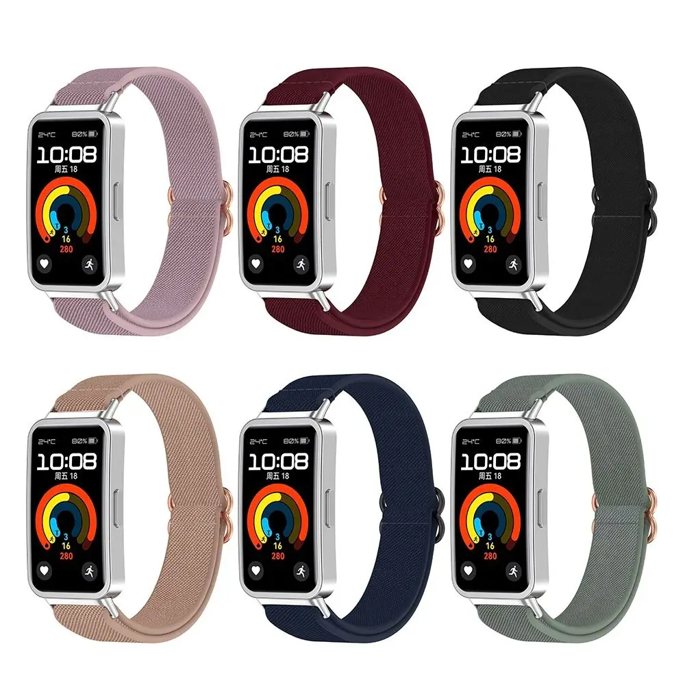 나일론 탄성 시계 밴드 조정 가능한 교체 팔찌 화웨이 밴드 10/9/8 스마트 시계 액세서리에 대한 편안한 팔찌