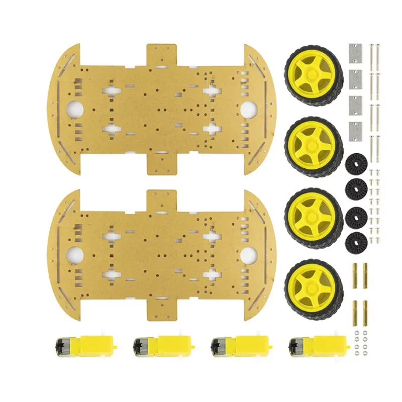 Picture 5: Double-Layer 4WD Smart Robot Car Chassis Kit with Motors Wheels Acrylic Plates DIY Unassembled Platform for Arduino Project