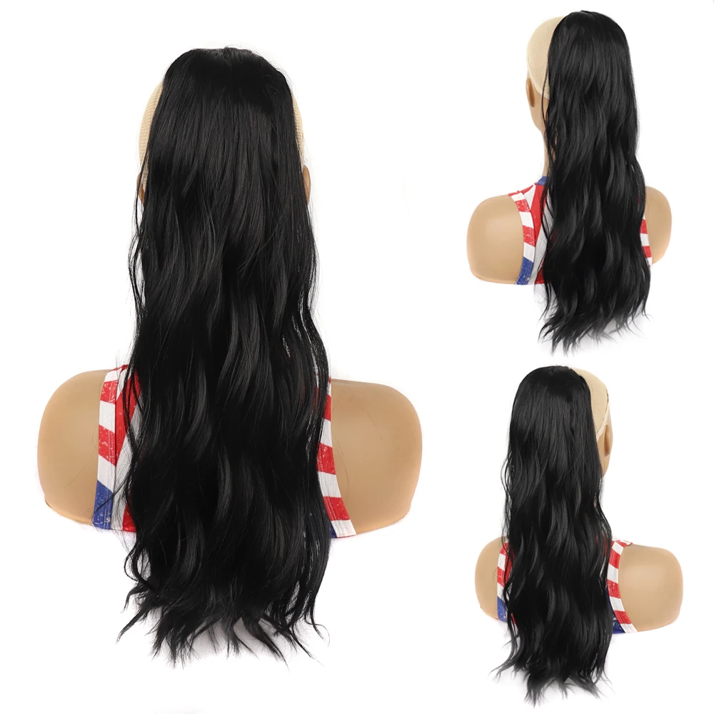 Synthetic Ponytail Extensions for Women 24 Inch Long Wavy Fluffy Synthetic Heat Resistant Hair Ponytail Hairpiece For Girls