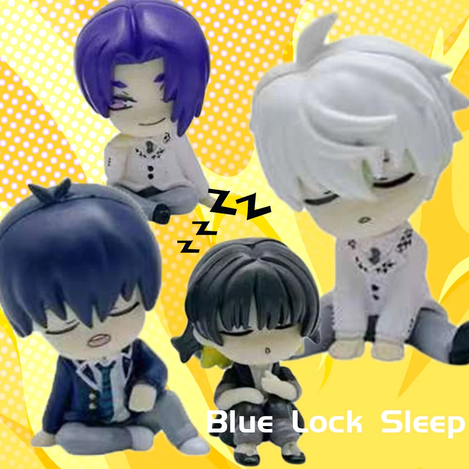 

4Pcs/Set Blue Lock Sleep Ver Figures Yoichi Meguru Seishiro Reo Anime Kawaii Doll Q Ver Toys Model Decor Figurines Kids Gift