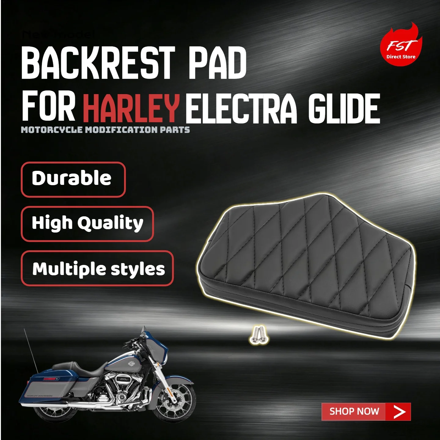 For Harley Touring Models Universal Driver Backrest Pad Black Rider Backrest Bag Modification Parts