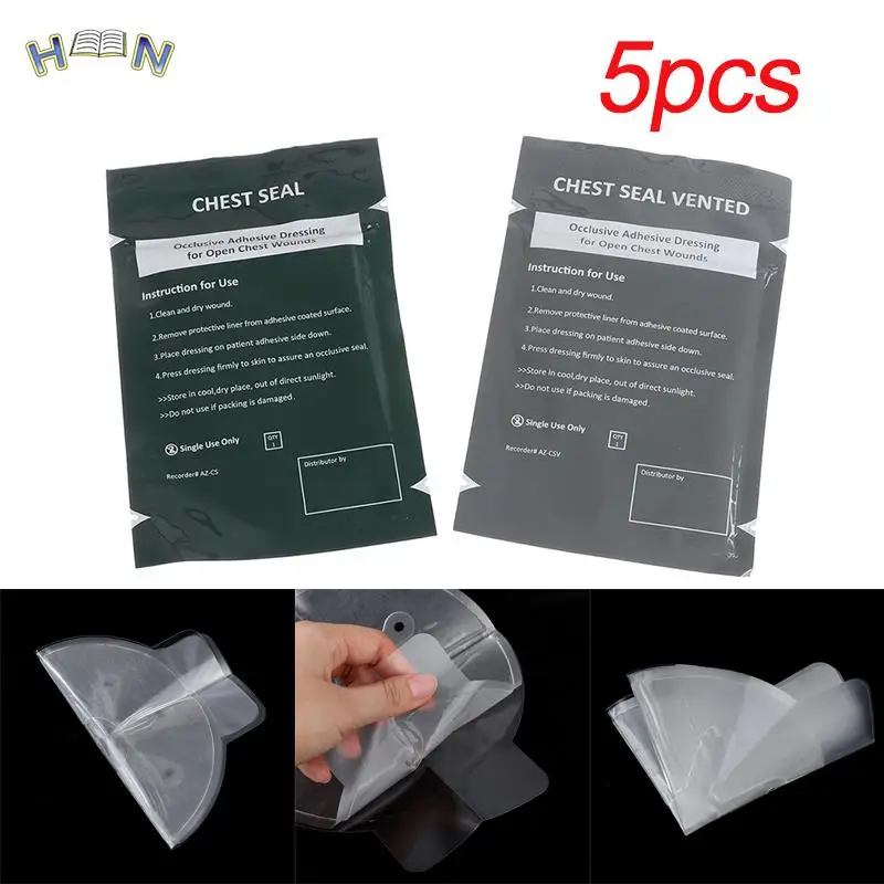 5pcs Medical Chest Seal Vented North American Rescue Hyfin Chest Seal Outdoor Emergency Medical Treatment