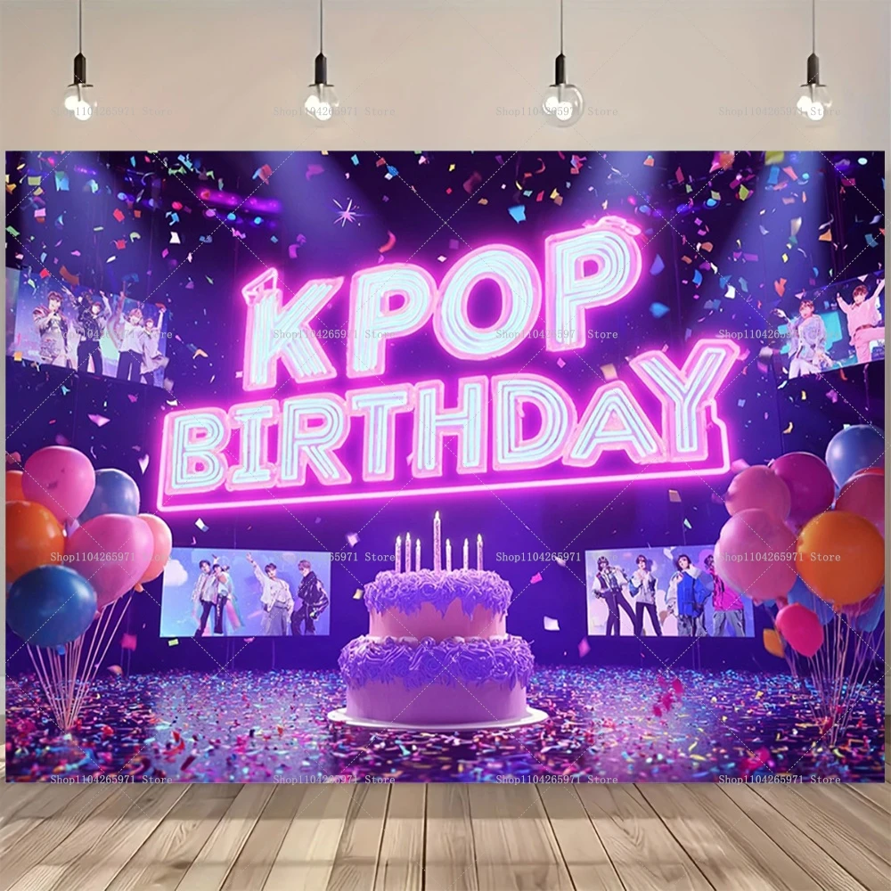 kpop Demon Hunters Backdrop Party Decor Kpop Demon Hunters Birthday Background Poster Happy Birthday Banner Photograph Supplies - view 5