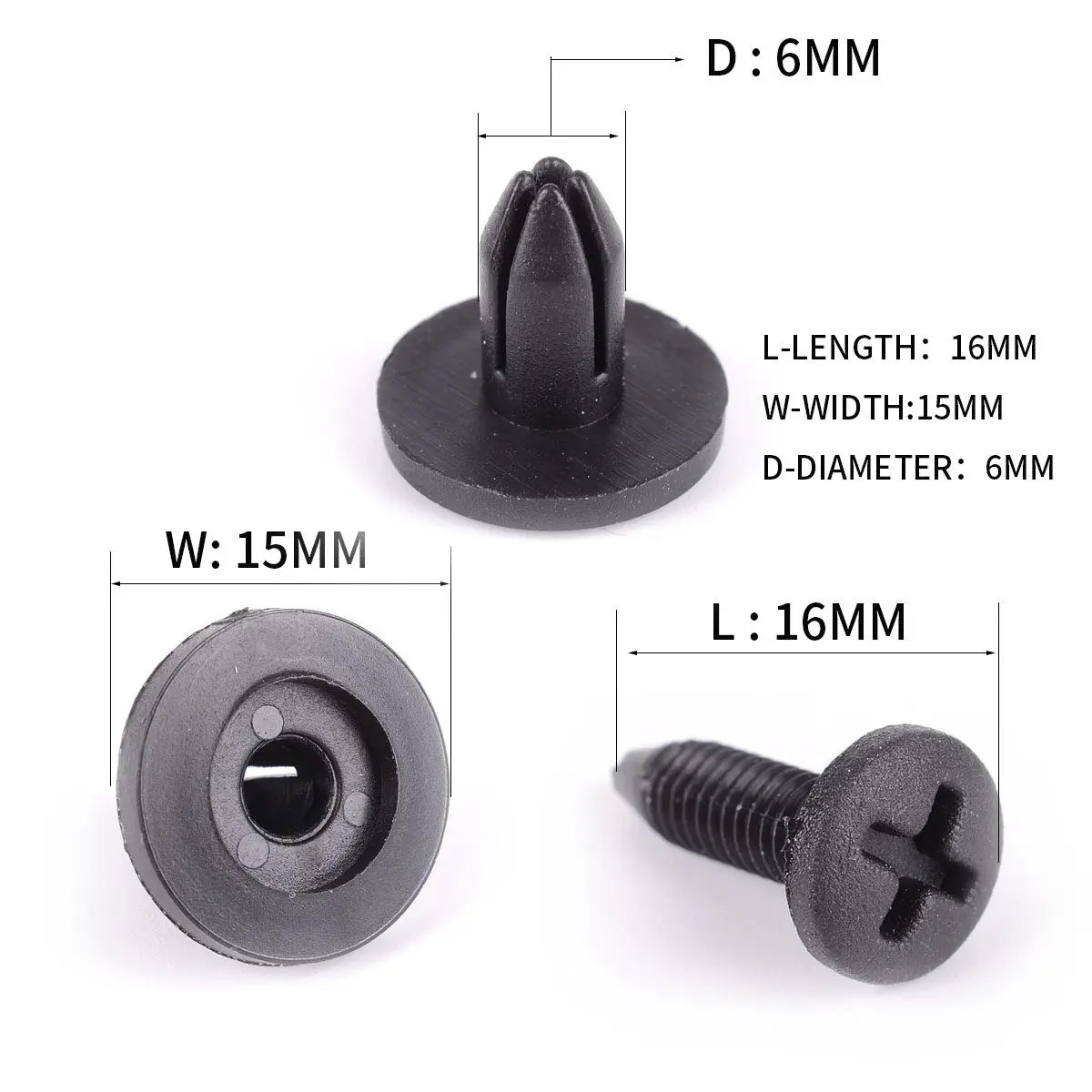 

50Pcs Car Bumper Clips Plastic Push Rivets for 6Mm Hole Fast Permanent Auto Bumper Door Fasteners Plastic Push Rivets