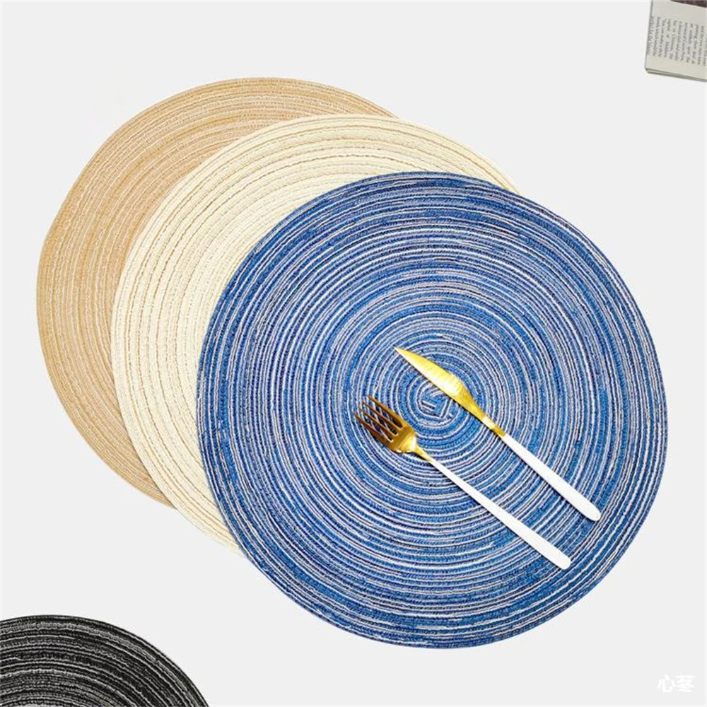 Heat Insulation Mat Stain Resistant Round Woven Washable Houseware Northern Europe Heat-resistant Placemats Anti-skid