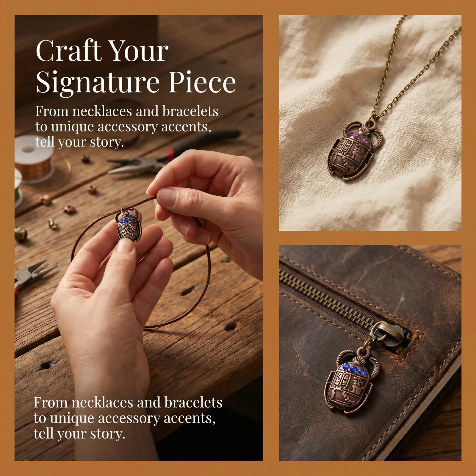40Pcs Scarab Beetle Charm Pendant Hanging DIY Jewelry Making Craft Supplies Accessories for Bracelets Necklaces Keychains