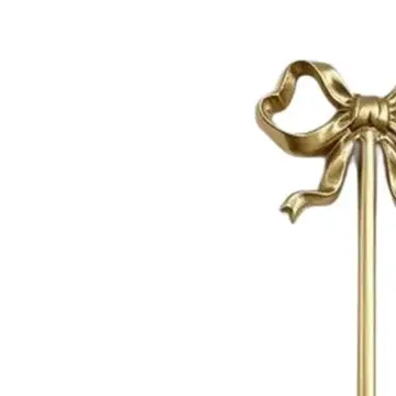 Gold Tone Wall Mounted Metal Candle Holder Set of Two with Bow Design for Living Room Study Bedroom Hallway Taper Candle Display