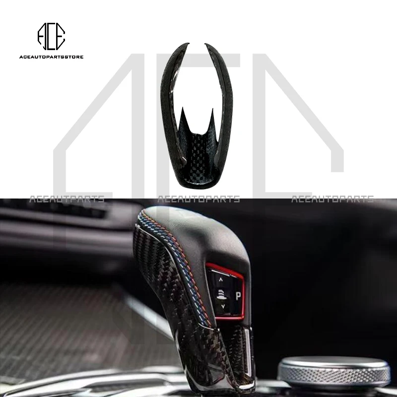 1pcs Real Carbon Fiber Gear Shift Knob Trim Cover Replacement For BMW M2 M3 M4/X3M X4M X5M X6M Lci/XM Gear Selector Cover