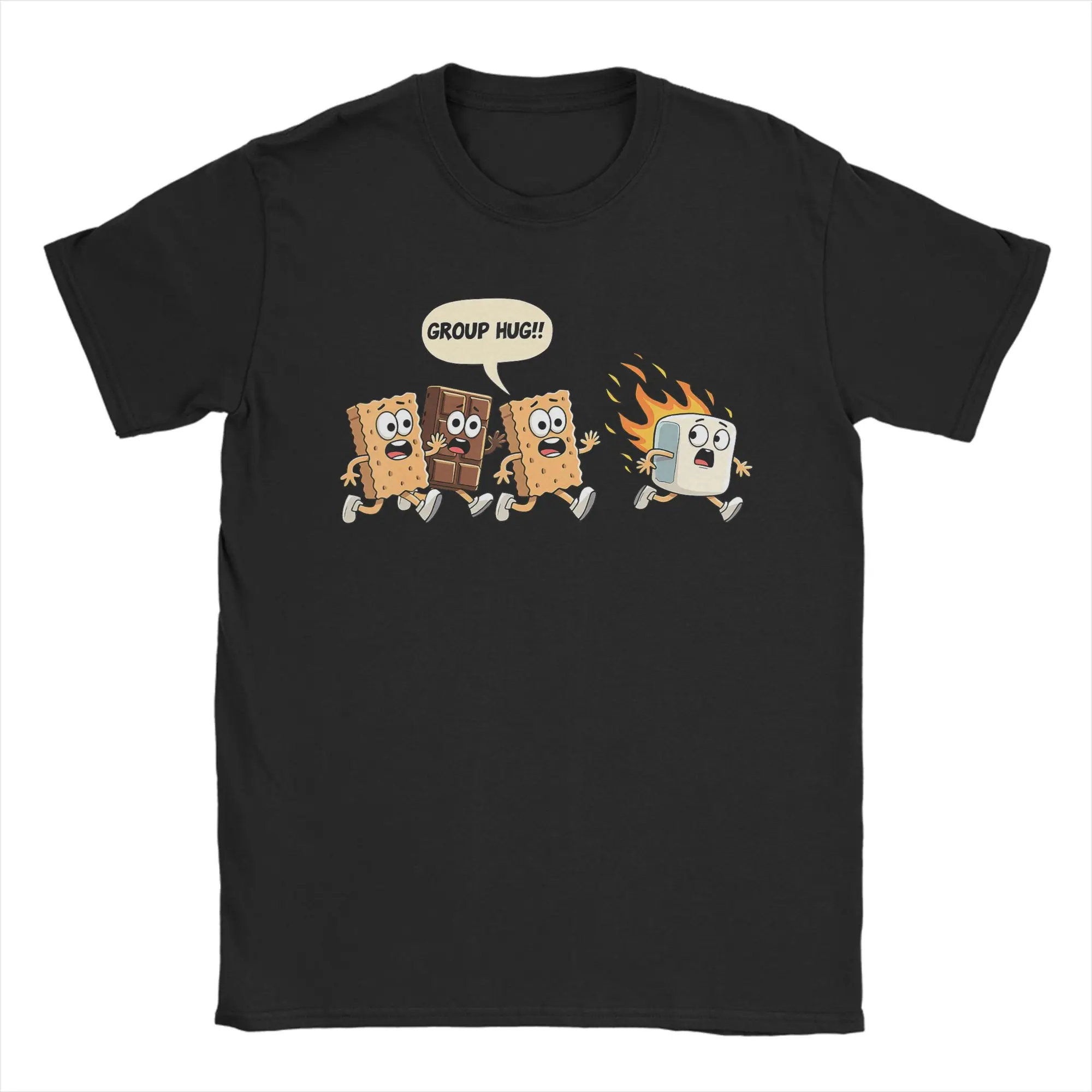 Group Hug Marshmallow Campfire Smores(1) T Shirt Summer  Cotton T-Shirts For Male Print Tee Shirt Short-Sleeved Vintage Tees