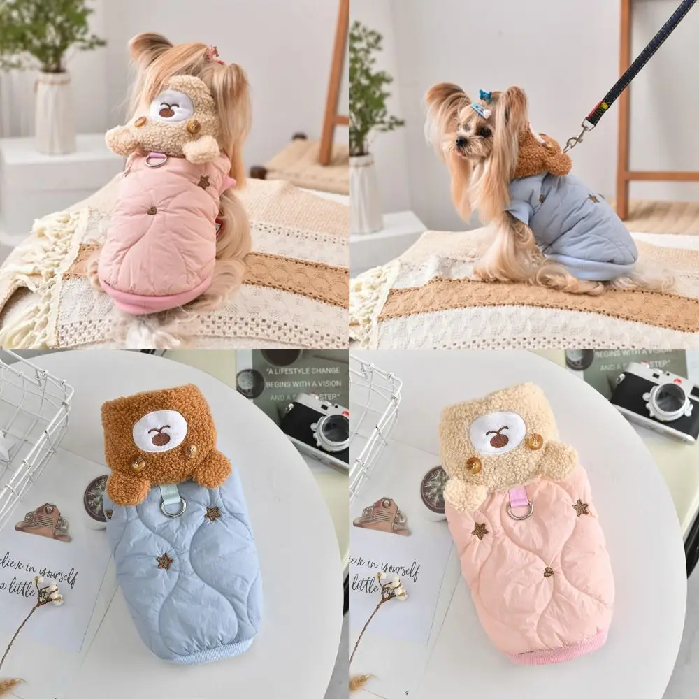 Stylish One-Piece Design Pet Hoodie Thick-Warmed Hooded Dog Warm Clothes Fleece-Lined Korean Style Pet Coat for Cats