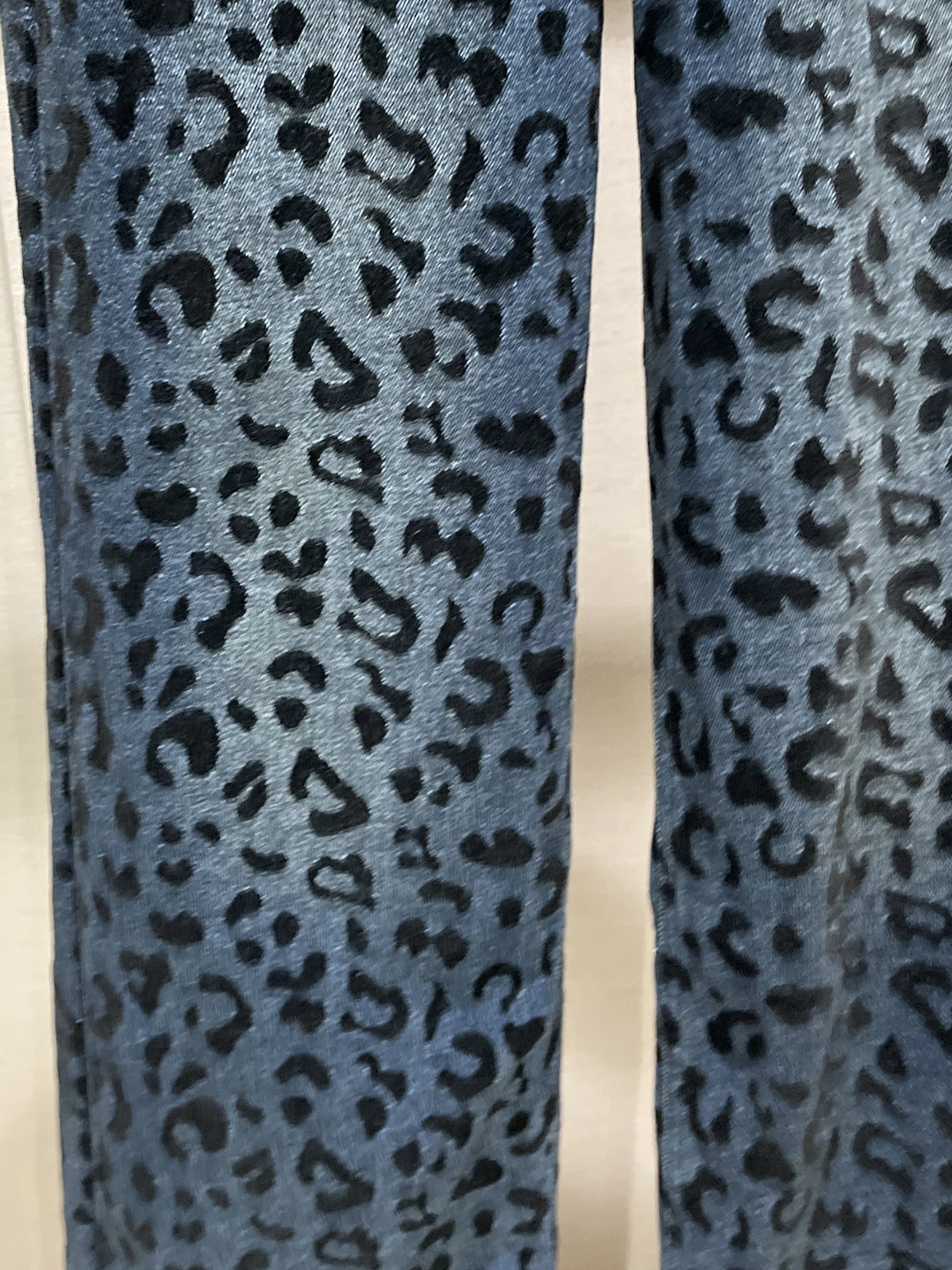 Hoge taille Fce gevoerde denim jeans met rechte pijpen Luipaardprint Vintage Sle Dames Winter Faion Afslankende blauwe jeans