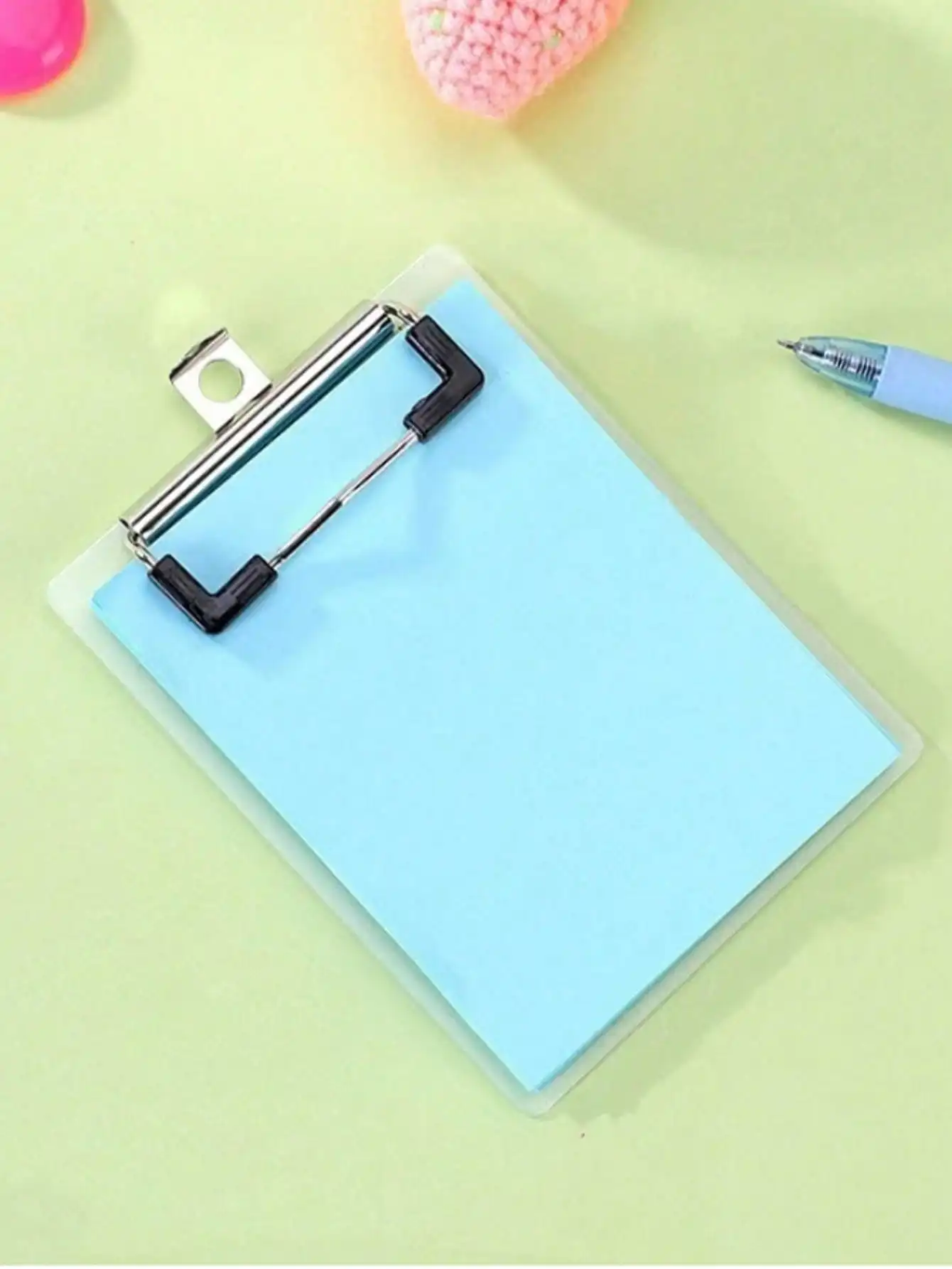 

Sturdy Clip Small Clipboard With 50 Sheets/100 Pages Writing Paper, File Folder Board, Portable Mini Memo Pad Clip, Durable PP Material For Notes, Receipts, Bills, Pocket Use