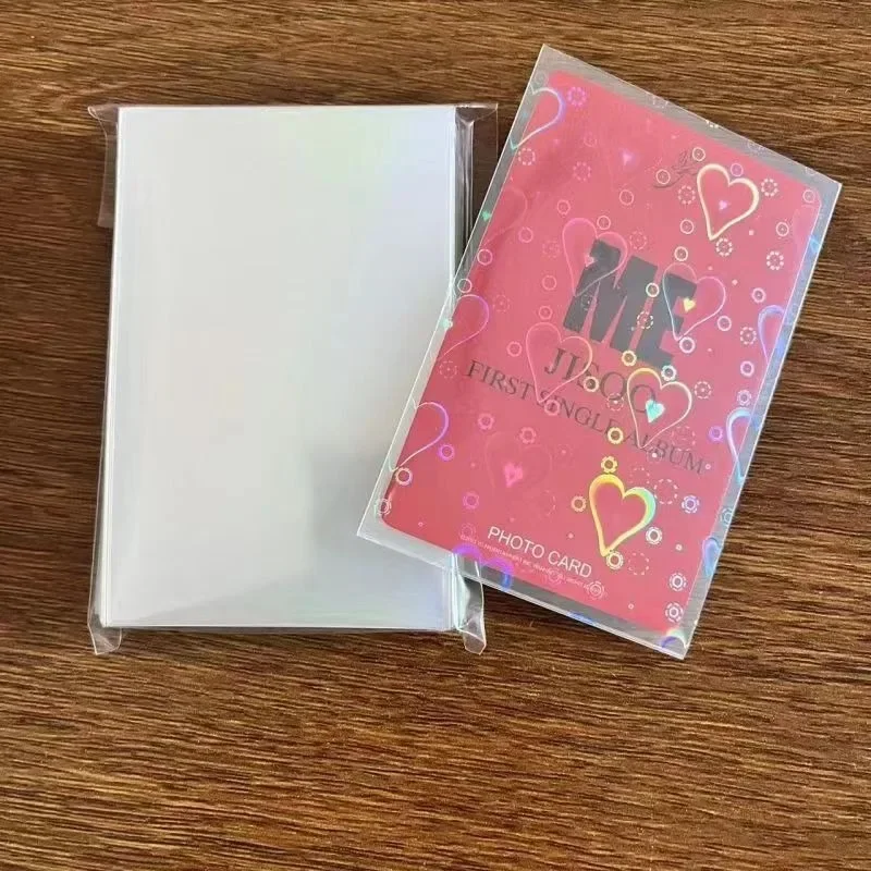 50Pcs/set Laser Color Cards Sleeves Protector Card Holder Foil Transparent Clear Kpop Photo Cover Pouch Credit Card Holder Bags