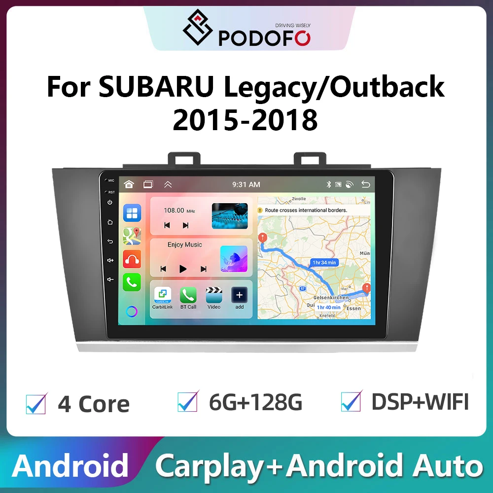 

Автомагнитола Podofo 2din на Android для SUBARU Legacy/Outback 2015-2018 Carplay, стереопроигрыватель, Авторадио, Wi-Fi, GPS-навигация, FM/RDS