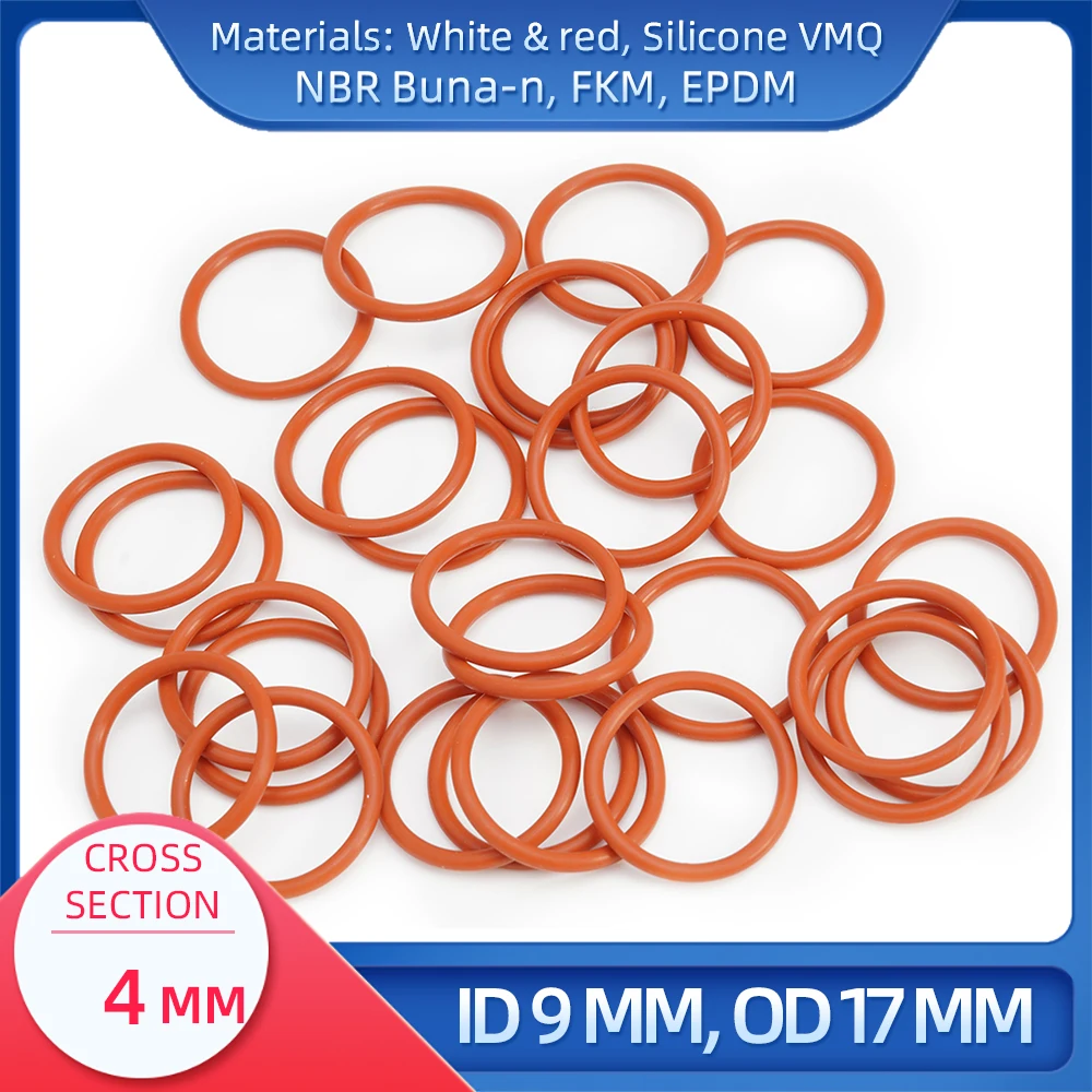 O Ring CS 4 mm ID 9 mm OD 17 mm Material With Silicone VMQ NBR FKM EPDM ORing Seal Gask