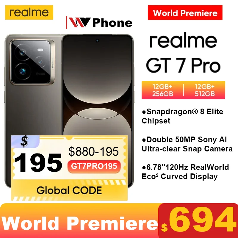 [World Premiere] realme GT7 Pro Smartphone Snapdragon® 8 Elite Chipset 50MP Sony Periscope Snap Eco² Curved Display 6500mAh IP69