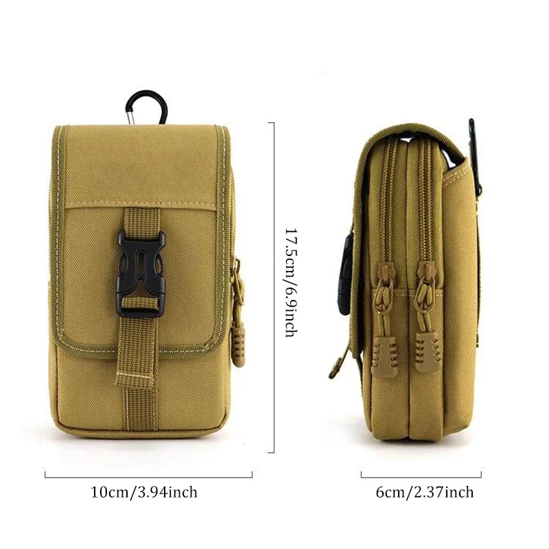 EDC Molle Bag Purse Double Layer Outdoor Waterproof Waist Fanny Pack Men Phone Pouch Camping Hunting Tactical Nylon Waist Bag