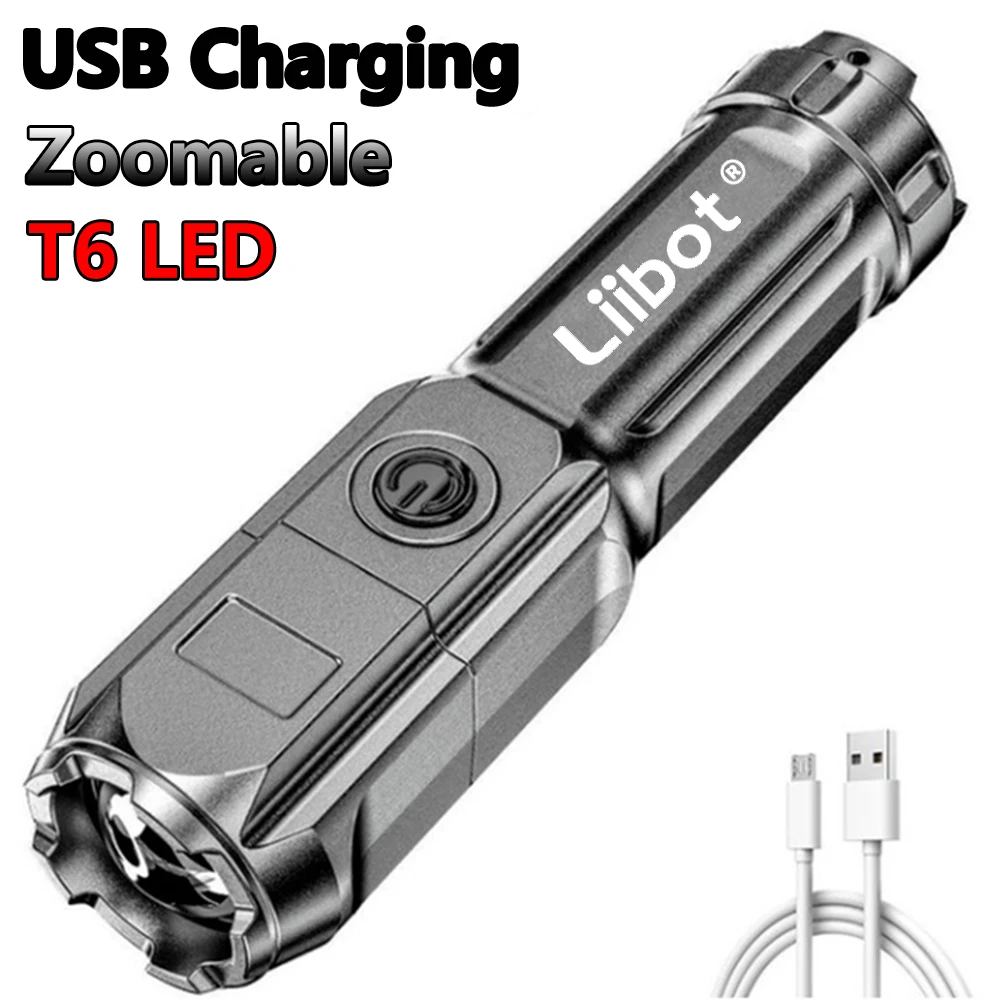 

Liibot high power Led flashlight rechargeable flashlight zoom USB handheld light suitable for camping, outdoor and emergency use