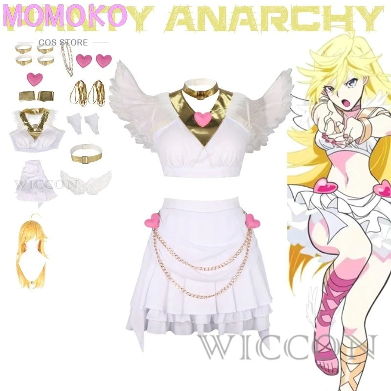 

Panty & Stocking with Garterbelt Panty Anarchy Transfiguration With White Sexy Angel Costume And Wings Cosplay Costume Anime Set