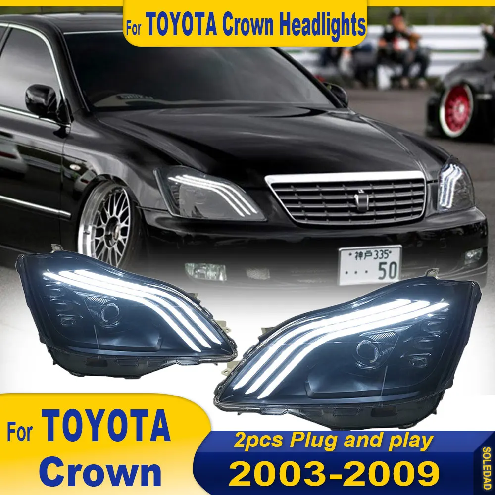 Car Styling Headlights for Toyota Crown 2003-2009 LED Headlight for crown led dynamic turn signal headlamp Assembly Accessories