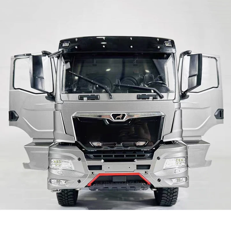 1/14 CNC Metal RC Truck Cab with Opening Doors for RC Dump Truck Tipper Upgrade Alloy Body Shell DIY Parts