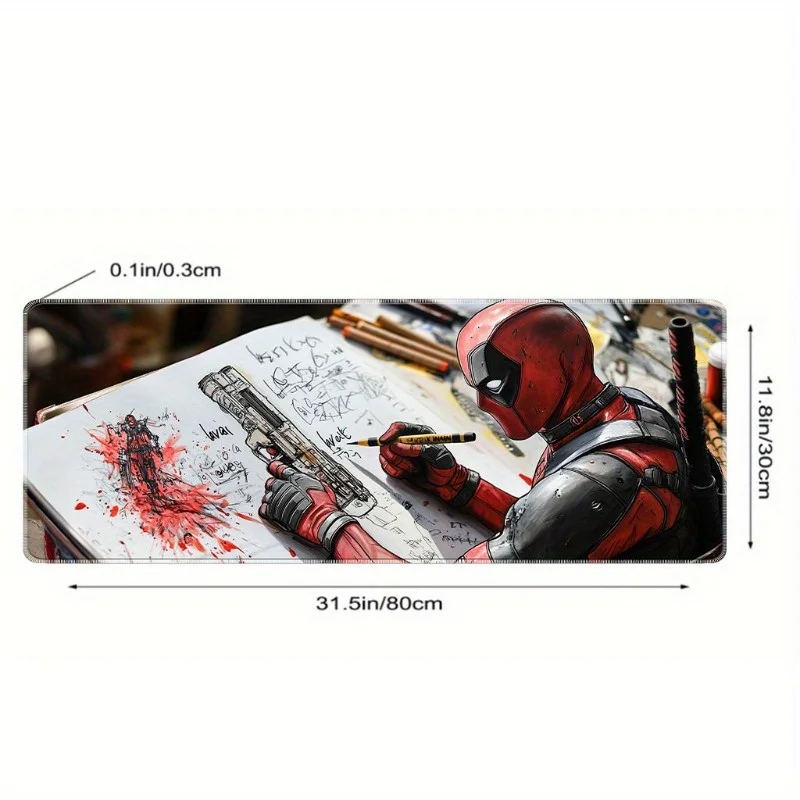 لوحة ماوس الألعاب Deadpool - "الأبطال في أطراف أصابعك!" تصميم، سجادة مكتب مطاطية كبيرة للاعبين والمعلمين، هدية مثالية لـ Phy