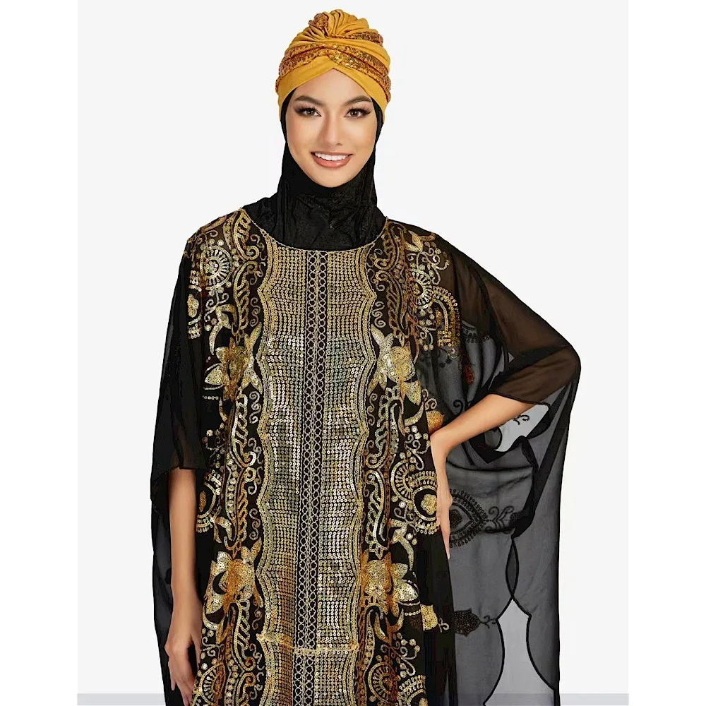 

Sequin Plus Size African Dresses for Women Summer African Half Sleeve Party Evening Long Maxi Gowns Muslim Fashion Abaya Outfits