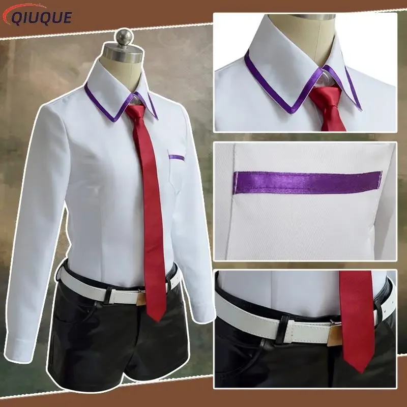 Disfraz de Anime japonés Steins Gate, uniforme de Kurisu Makise, conjunto completo de abrigo, camisa, corbata y falda, hecho a medida