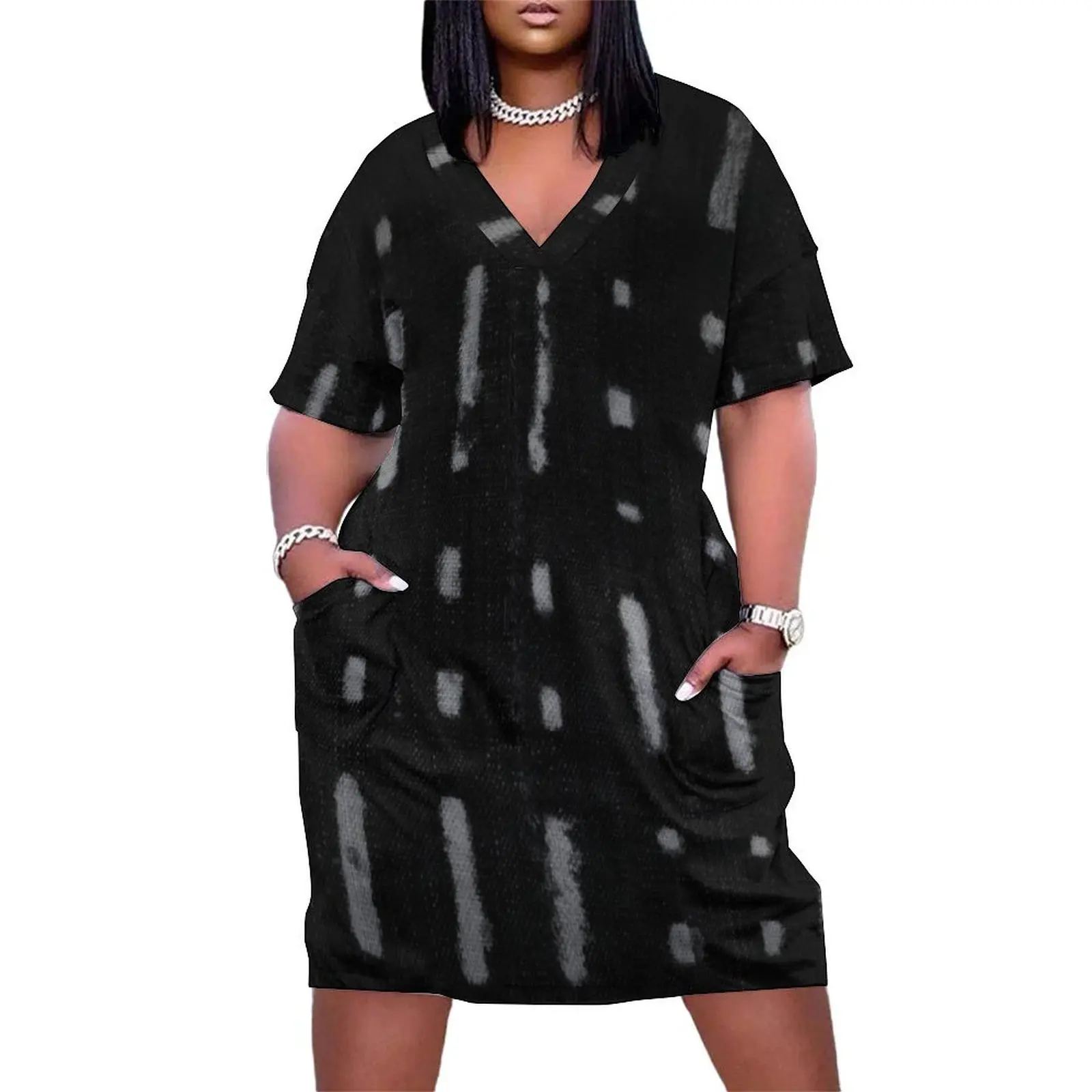 

African Mudcloth Loose Pocket Dress dress dresses long sleeve dress