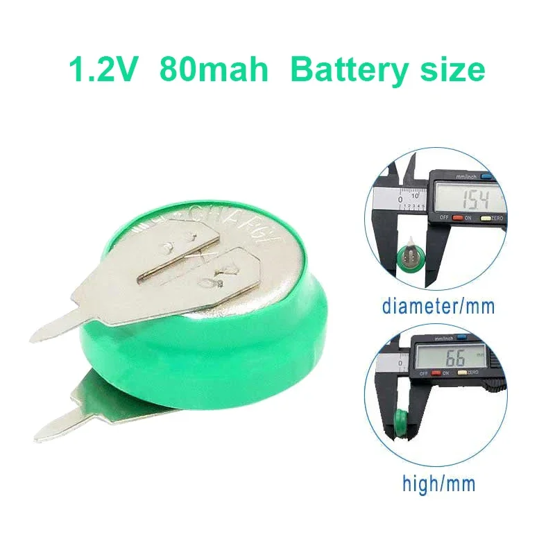 10-100 PCS Ni-MH Rechargeable Batteries with Solder Pins - 1.2V 80mAh Coin Cell Battery for Electric Toys