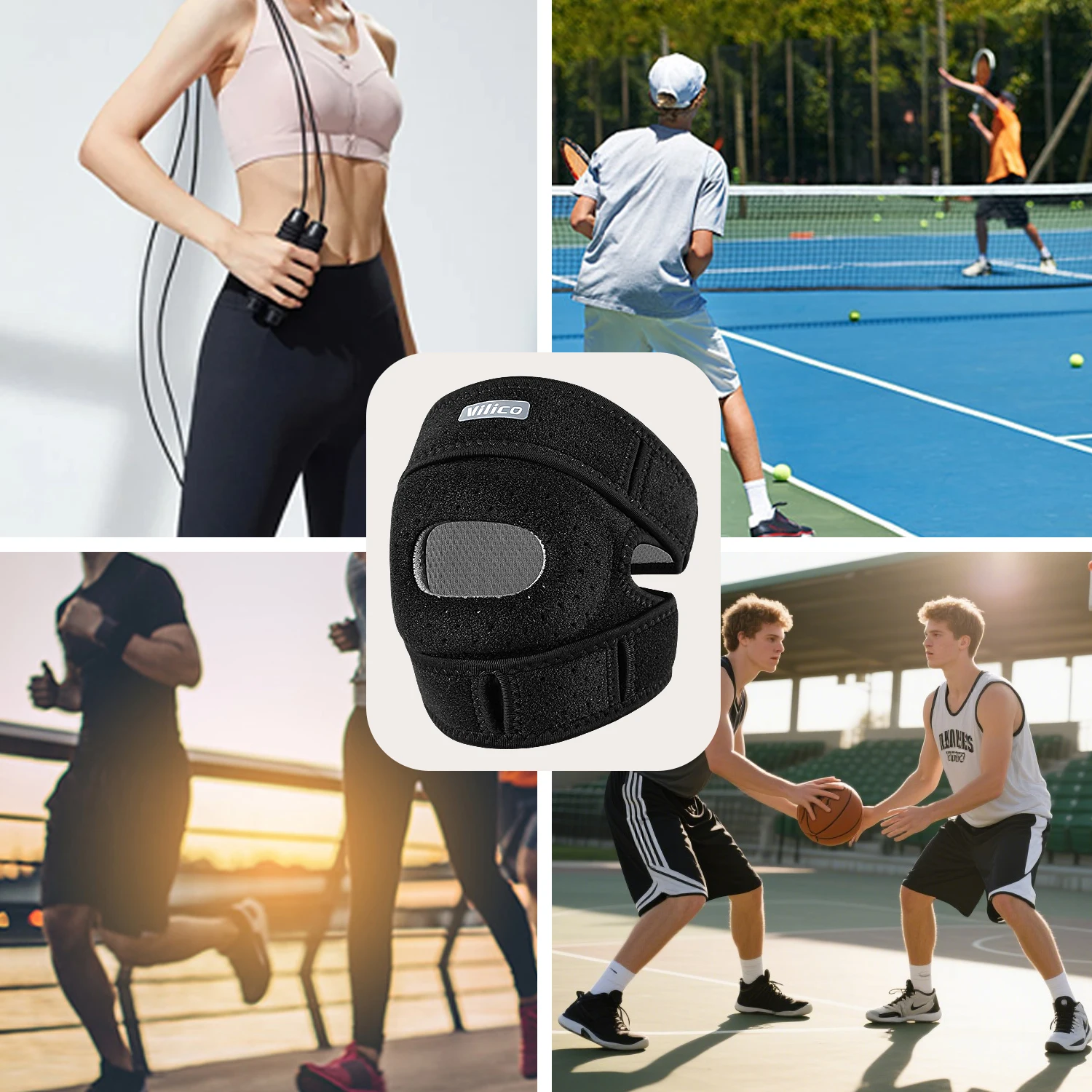 1PC Pressurized Knee Wrap Sleeve Support Bandage Pad Elastic Braces Knee Hole Kneepad Safety Basketball Tennis Cycling image 5