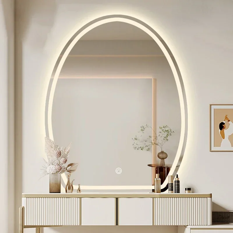 Makeup Mirror Wall Hanging Art Modern Bedroom Irregular Round Living Room Mirror Vanity Bathroom Espejo Pared Room Decoration