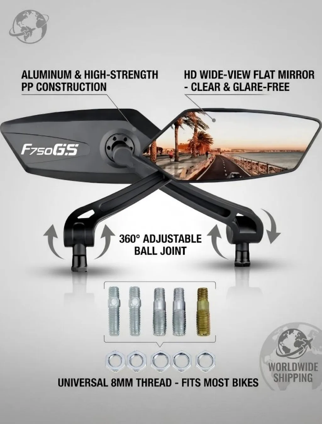 

Регулируемое вращающееся зеркало заднего вида для BMW F750GS F 750GS F750 GS F750-GS 2020 2021 F750GS боковые зеркала заднего вида для мотоцикла